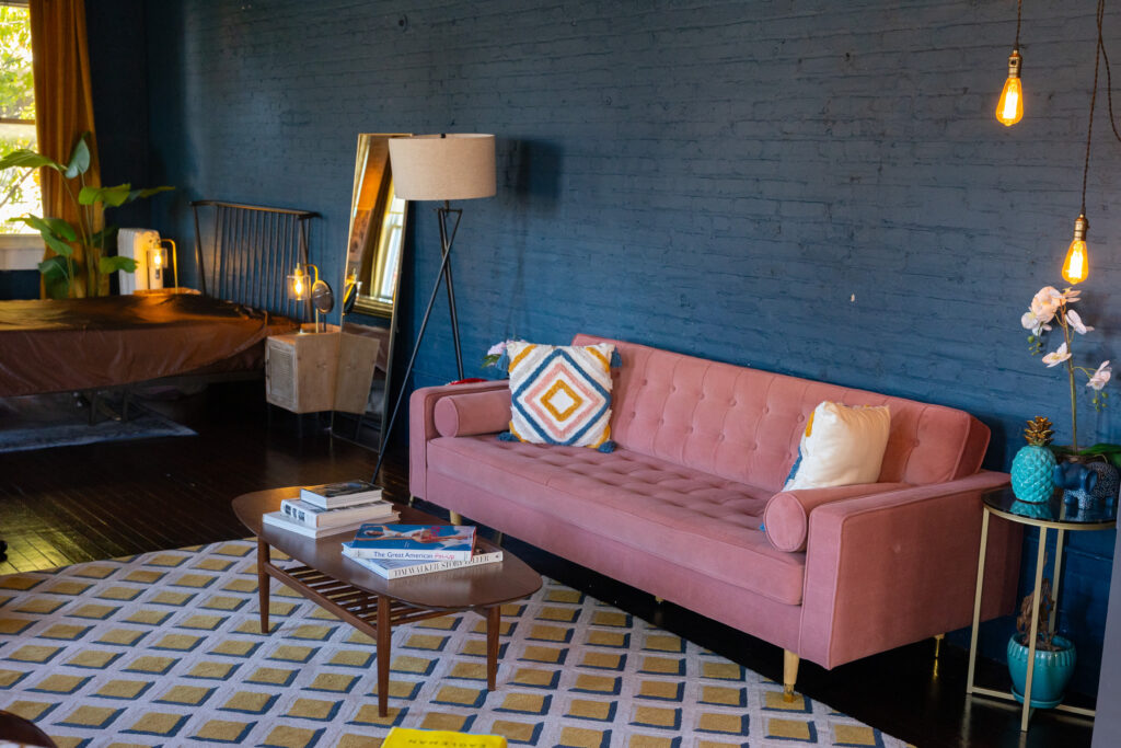 Image of the studio couch and bed